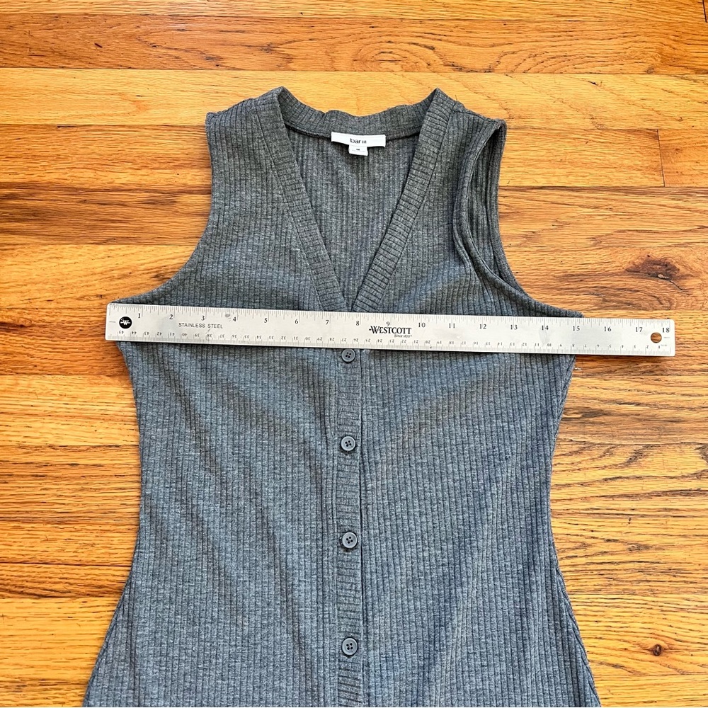 Bar III Gray Ribbed Midi Button UP Dress Y2K Minimalist Casual S/M - Picture 4 of 9